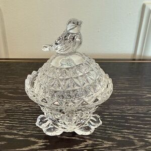Hofbauer The Byrdes Crystal Collection Trinket Box Round Footed Bavarian Leaded